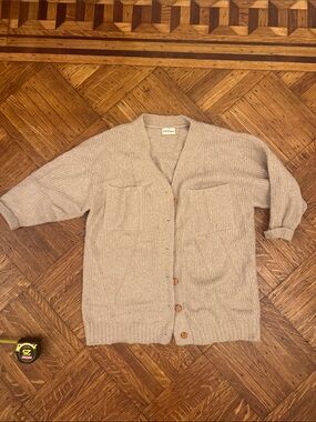 Oversized Atelier Delphine Cream Knit Button-Front Sweater Cardigan